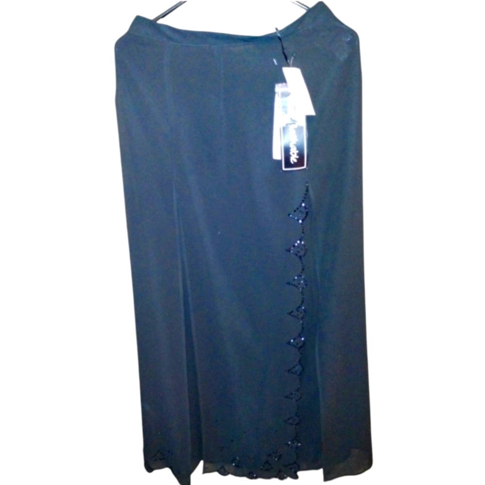 Sheri Martin NWT Formal Long black skirt With Chiffon overlay with beads